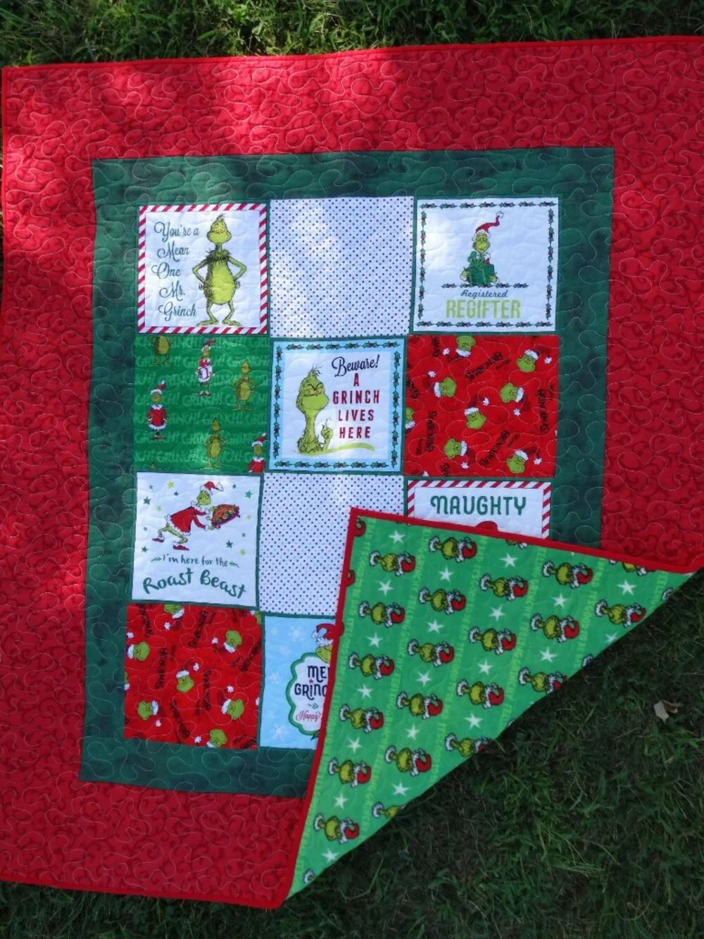Handmade Quilt How the Grinch Stole Christmas finished quilt